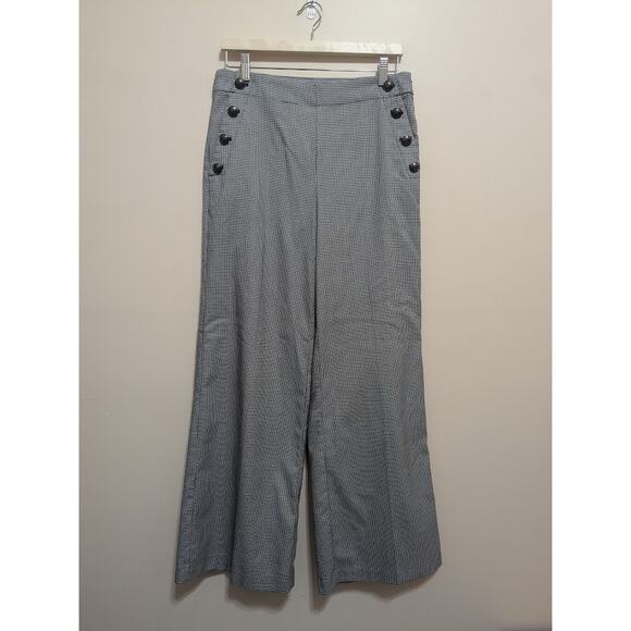 LOFT Black White Checkered Straight Leg Dress Pant Trouser Size 6 - Picture 1 of 6